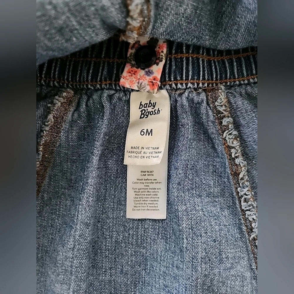 OSHKOSH B'GOSH Baby Girls 6 Months Floral Suspender Denim Skirt